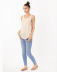 Chain Neck Line Detail Vest Top (Cream)