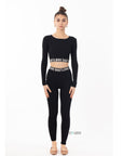 Loungewear Co-ord with Love Logo | Black Crop Top and Leggings