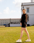 Black Bodycon Mini Dress with Organza Sleeves