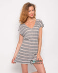 Holiday stripe grey color dress