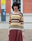 Stripe Aztec Design Print Knitted Jumper