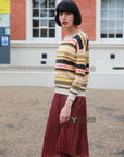 Stripe Aztec Design Print Knitted Jumper