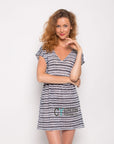 Holiday stripe grey color dress