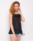 Black floral back Split Vest