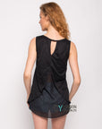 Black floral back Split Vest