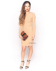 Classic Square check print soft knit off shoulder dress