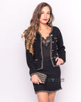 Jacket & Skirt Co-ord in Black Tweed Effect