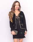 Jacket & Skirt Co-ord in Black Tweed Effect