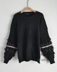 Floral & sequin embellished sleeves jumper