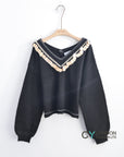 Sequin Trim V neck Jumper