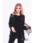 Scarf Tie Up jumper top (Black)