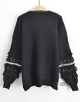 Floral & sequin embellished sleeves jumper