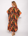 Multi leaves print kaftan cardigan