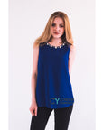 Pearl Embellished Vest (Royal Blue)