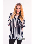 Stripe print mesh Top