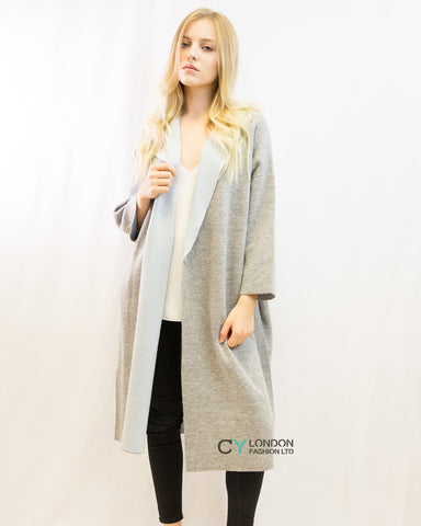 Double-sided wool blend jacket coat (Grey)