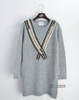 Oversize long jumper with scarf embellished