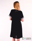 Stripe Print Cotton Dress (Black)