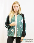 Floral Print Bomber Jacket (Green floral)