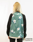 Floral Print Bomber Jacket (Green floral)