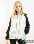Floral Print Bomber Jacket (White green floral)