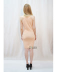 Mesh design bodycon dress (Peach)
