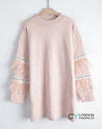 feather and sequin embellished sleeves jumper