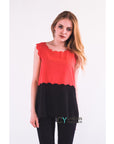 Scallop edge Chiffon Vest (White)