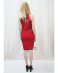 Mesh design bodycon dress (Red)