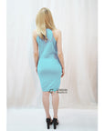 Mesh design bodycon dress (Sky blue)