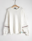 Floral & sequin embellished sleeves jumper