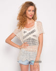 Floral pattern Crochet Top(Cream)