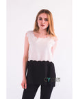 Scallop edge Chiffon Vest (Red)