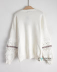 Floral & sequin embellished sleeves jumper
