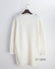 Oversize long jumper with scarf embellished
