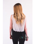 Scallop edge Chiffon Vest (White)