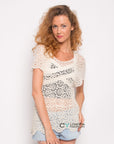 Floral pattern Crochet Top(Cream)