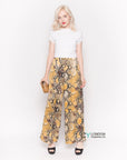 Silky Wide Leg Trousers in Yellow Leoaprd Print