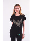 Gold Eagle embellished T-shirt (Black)