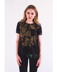 Gold Print T-shirt with Pocket (White)