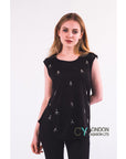 Embellished PU Leather Shoulder Vest (Black)