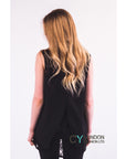 Floral Lace Chiffon Vest Top with Back Split (Black)