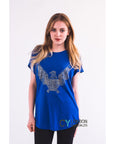 Gold Eagle embellished T-shirt (Blue)