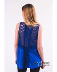 Floral Crochet Lace Back Vest (Black)
