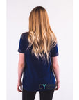 Gold Print T-shirt with Pocket (Navy)