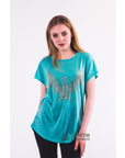 Gold Eagle embellished T-shirt (Turq)