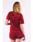 Short sleeves and Shorts Velour Tracksuits (Red)