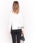 Ruffle lace sleeves soft knit plain color Jumper