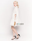 Oversized Short Sleeve Shirt with Frill Detail on Sides in White