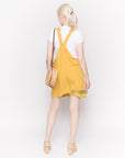 Linen Mini Pinafore Dress in Mustard Yellow